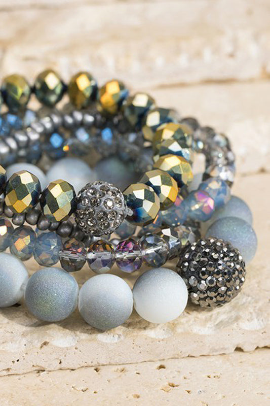 Glass and Frosted Bead Bracelet Set