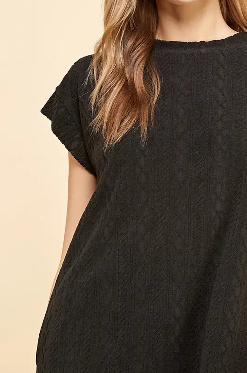 cable knit top | black